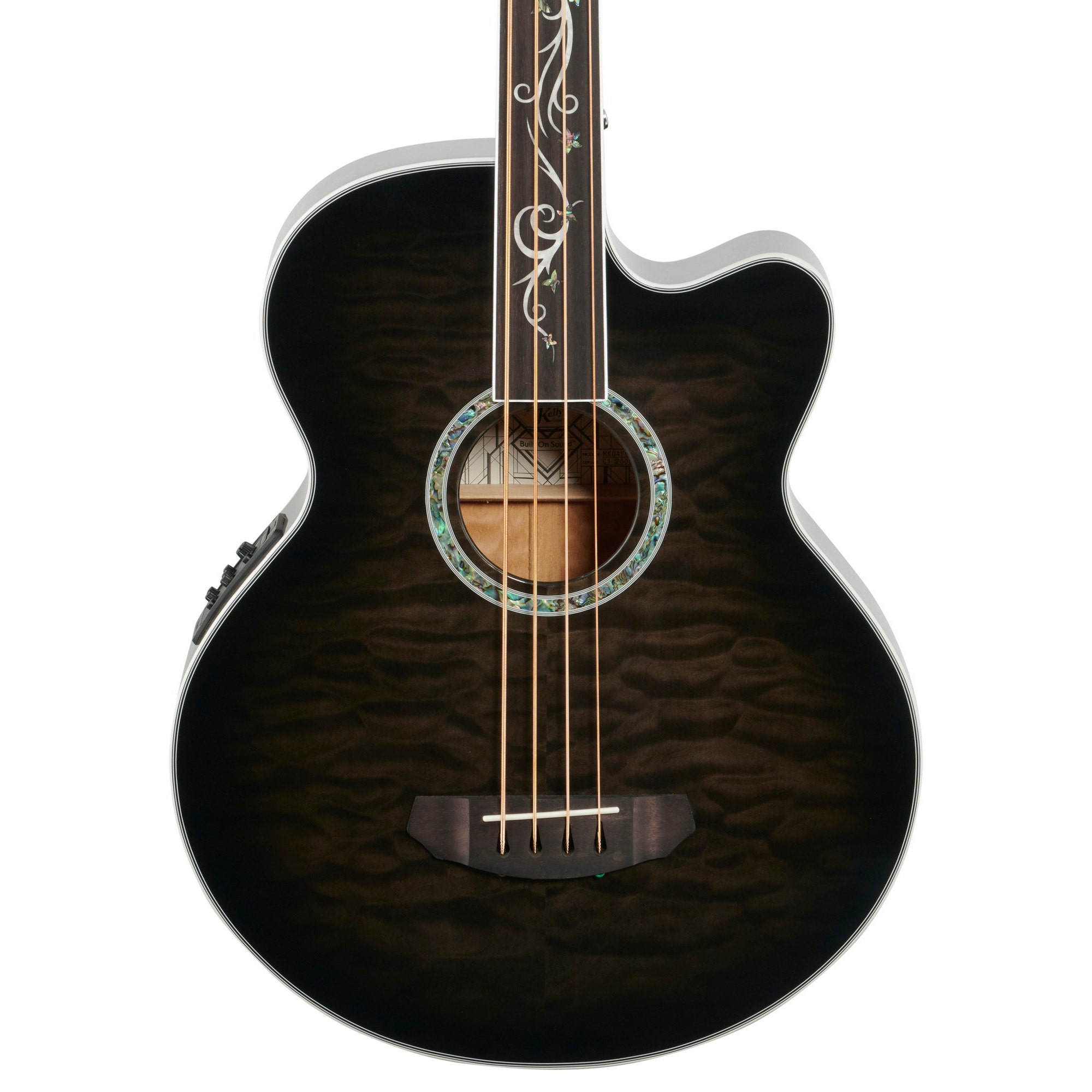 Michael Kelly Dragonfly Fretless 4 Acoustic Electric Bass Guitar Smoke Burst