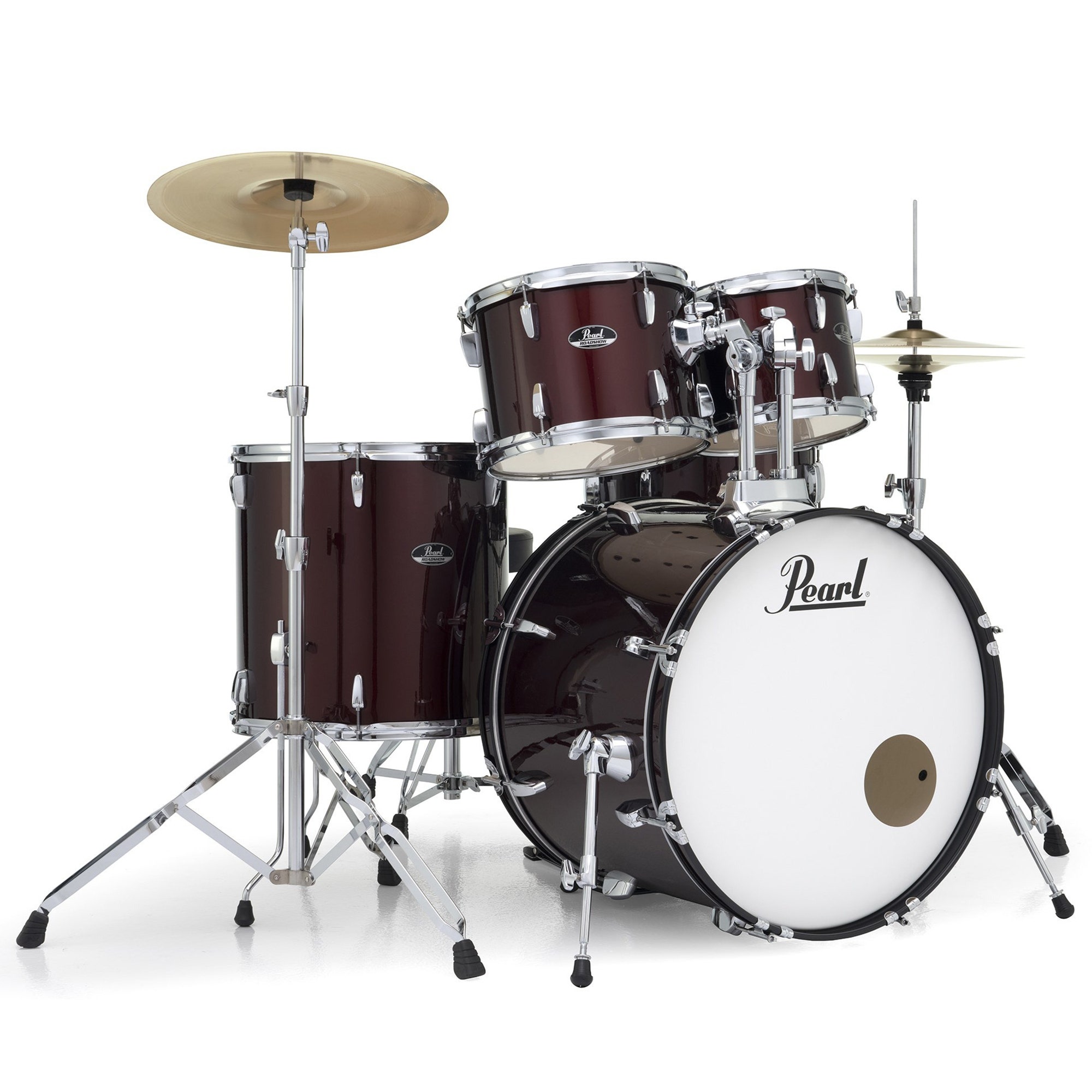 Pearl Roadshow Complete 5 Piece Drum Set Wine Red