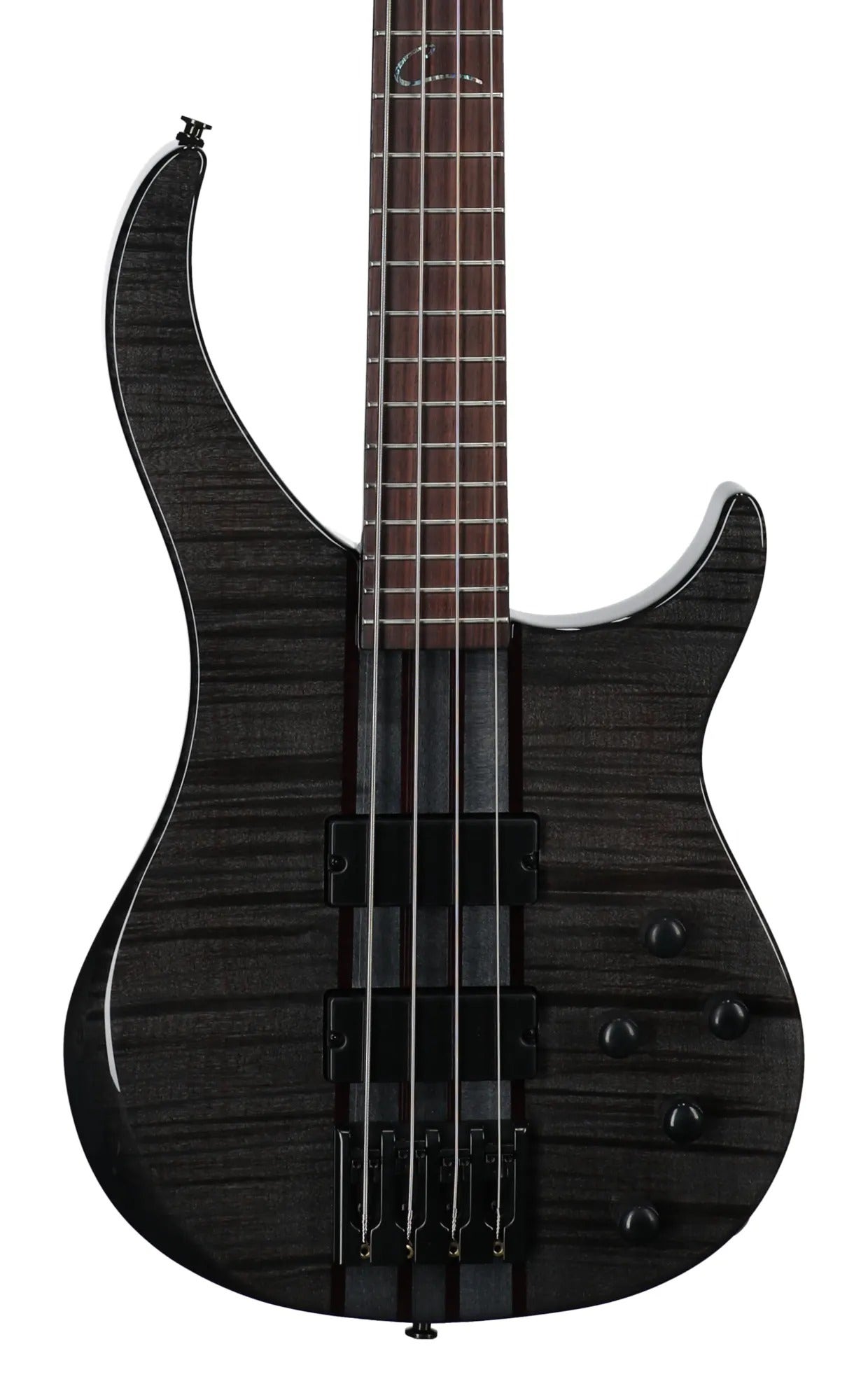 Peavey Cirrus 4-String Flame Maple Bass Guitar Trans Black with Case View 2