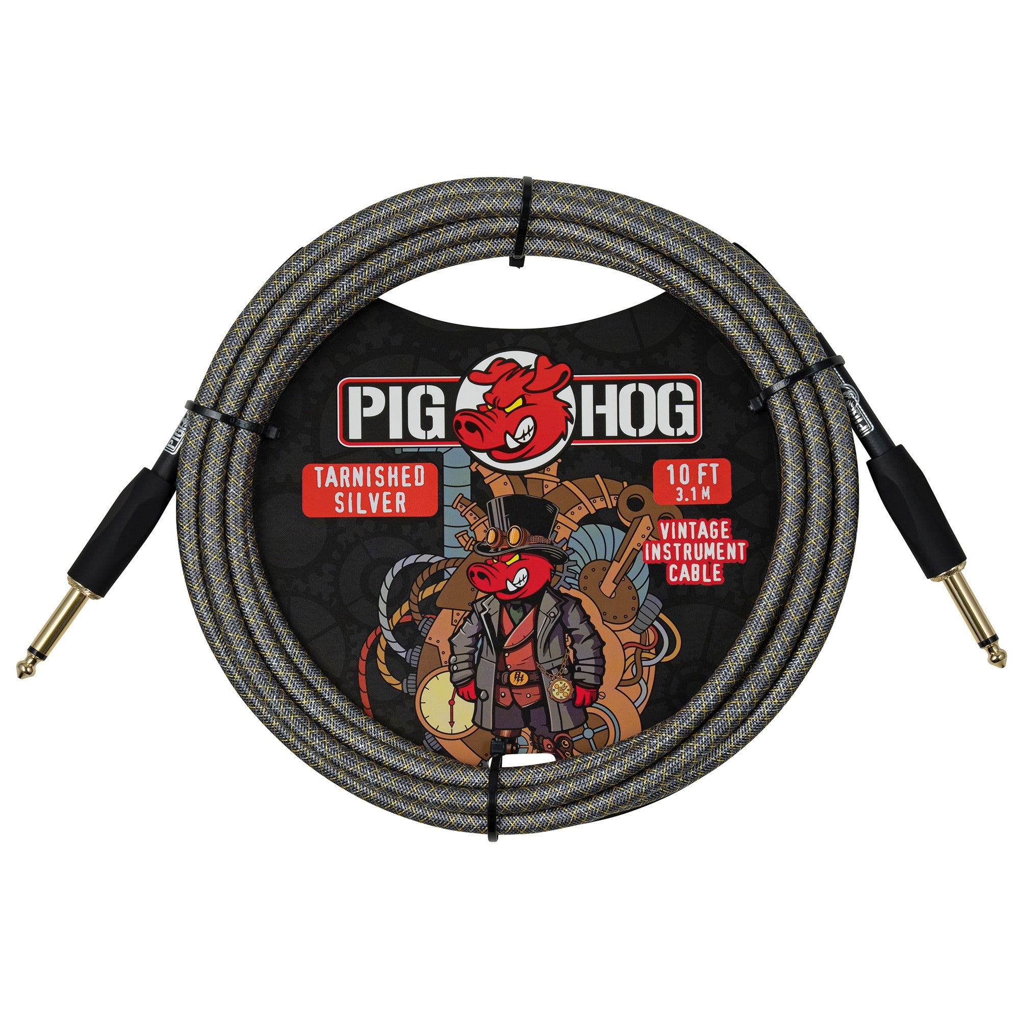 Pig Hog Tarnished Silver Instrument Cable 10 Feet