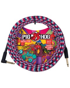Pig Hog Rocket Pop Instrument Cable 20ft Right Angle