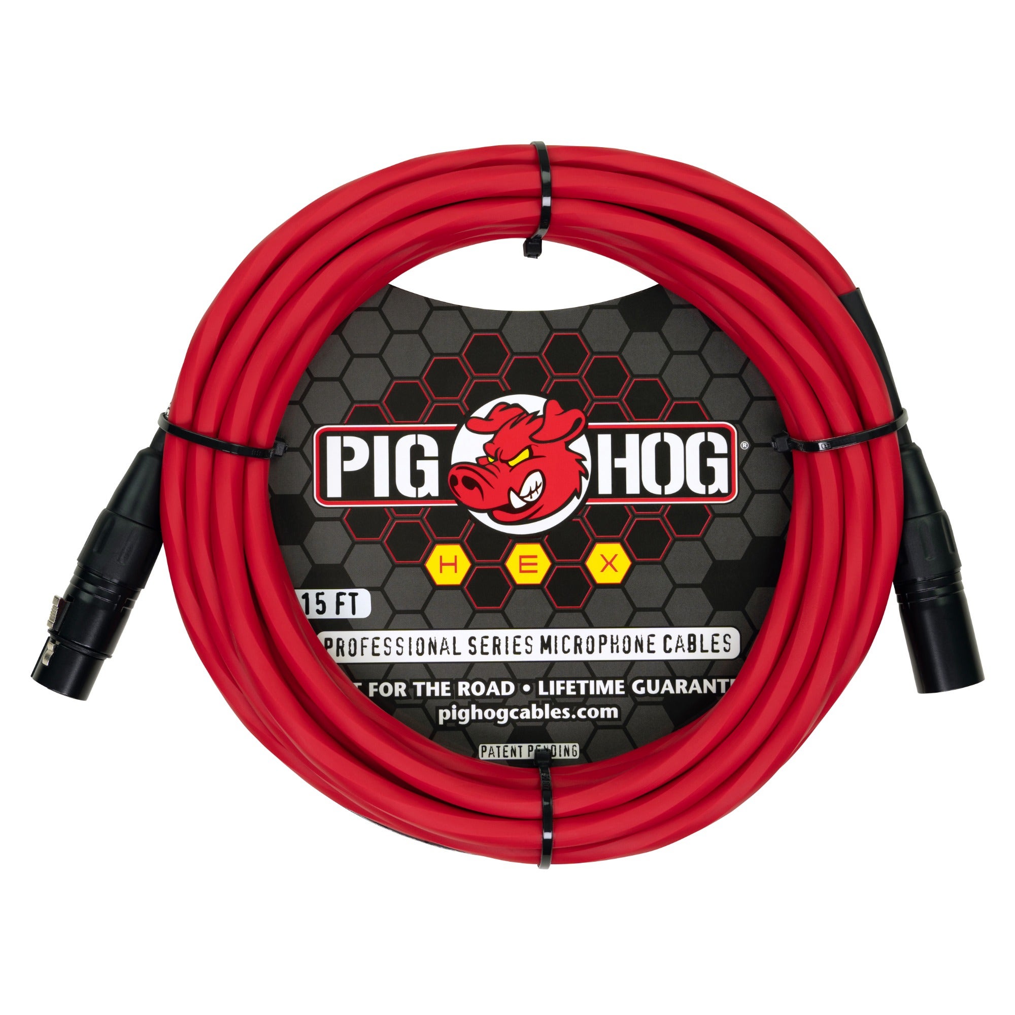 Pig Hog Hex Series Mic Cable 15ft Candy Apple Red