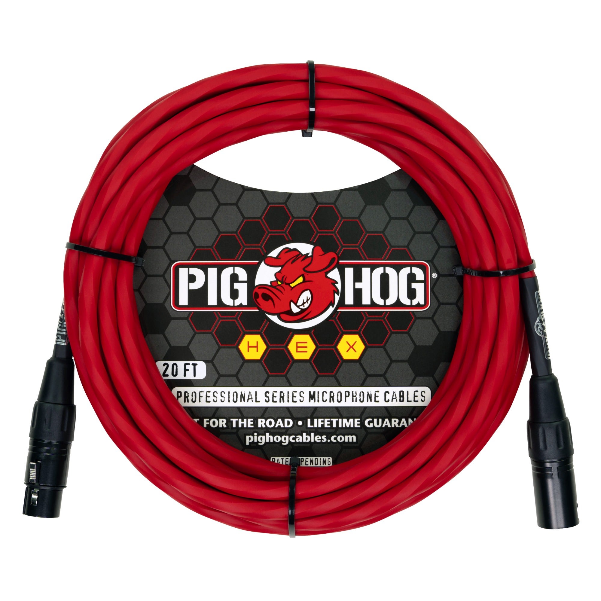 Pig Hog Hex Series Mic Cable 20ft Candy Apple Red