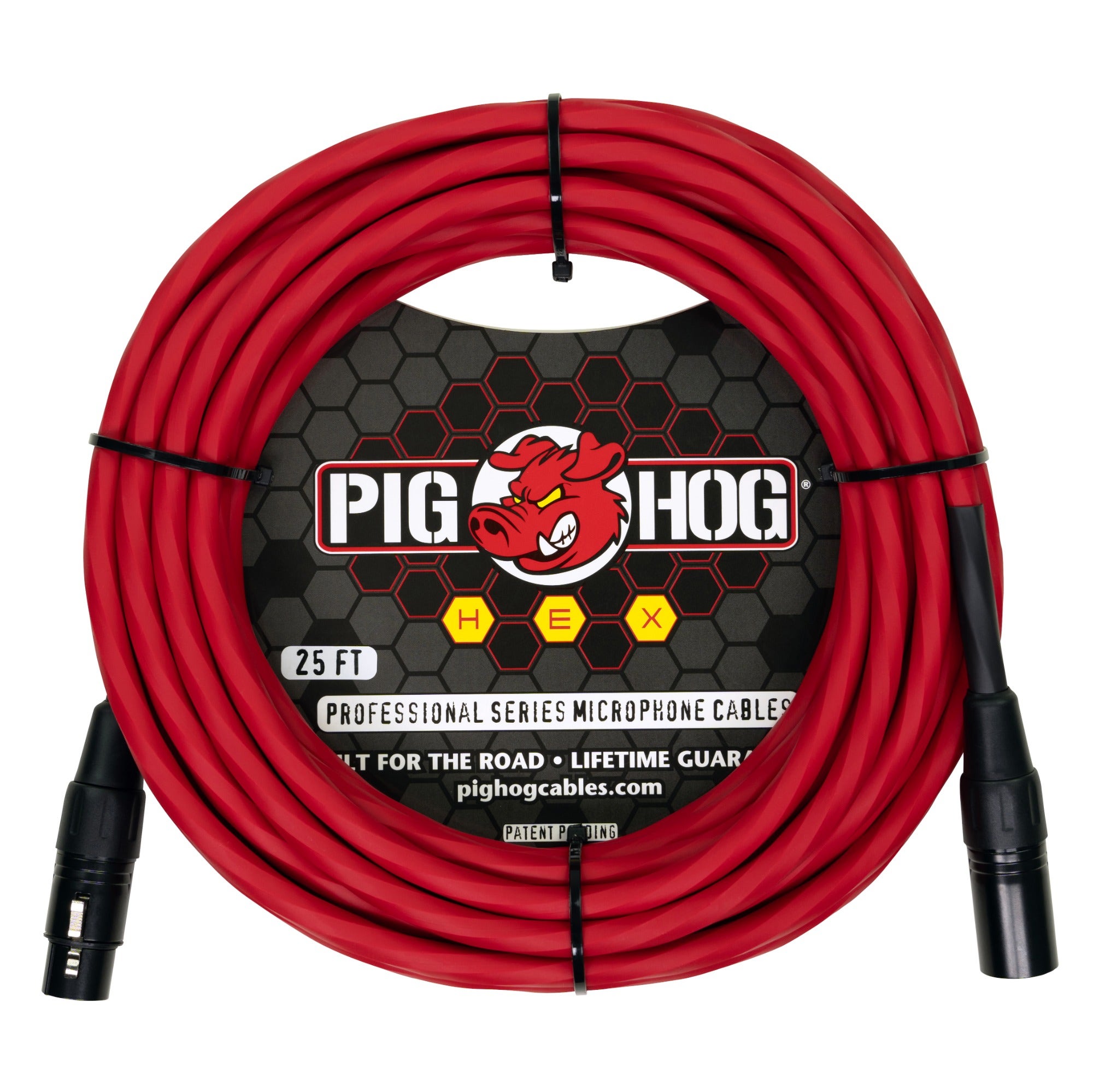 Pig Hog Hex Series Mic Cable 25ft Candy Apple Red