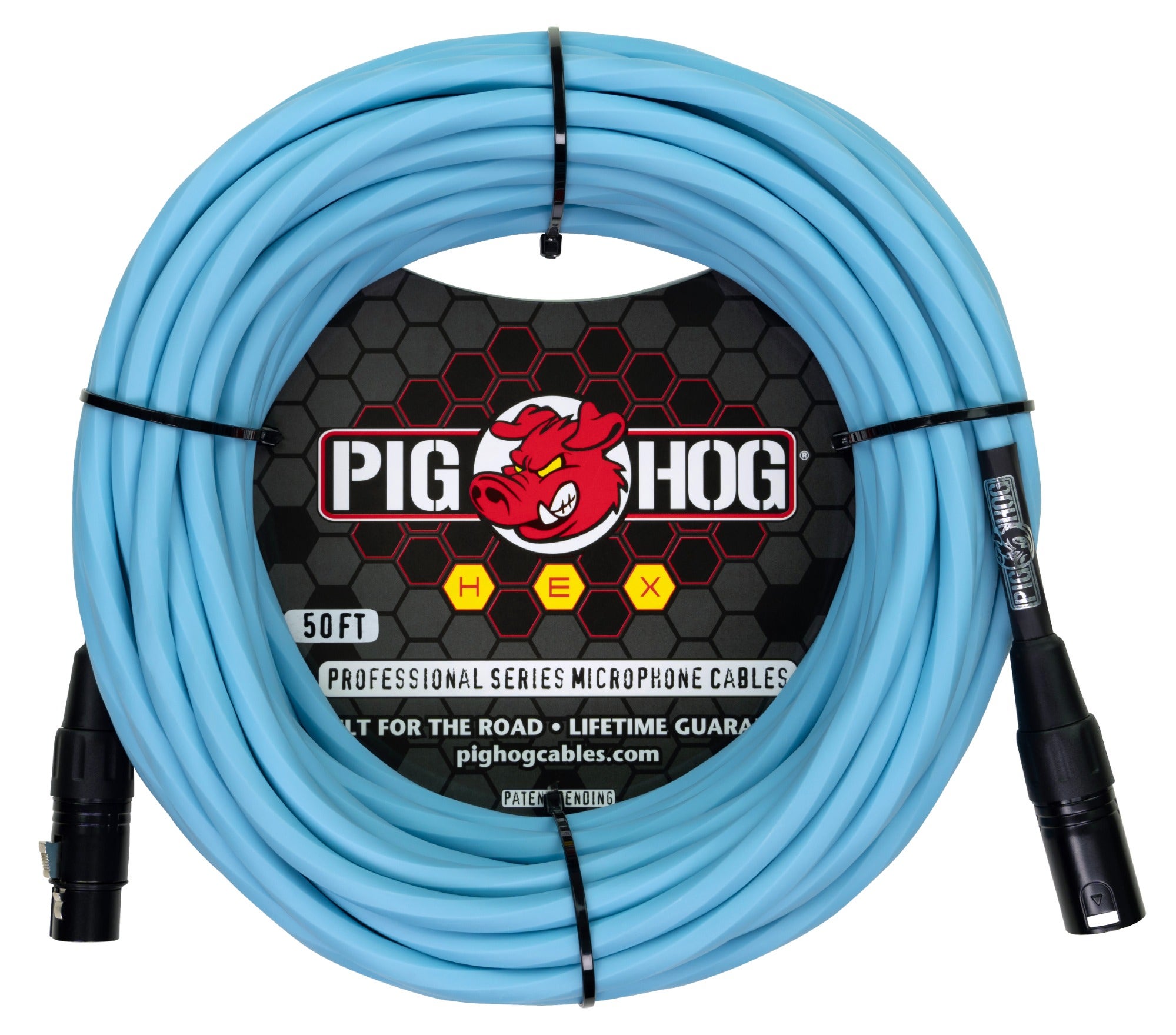 Pig Hog Hex Series Mic Cable Daphne Blue 50ft