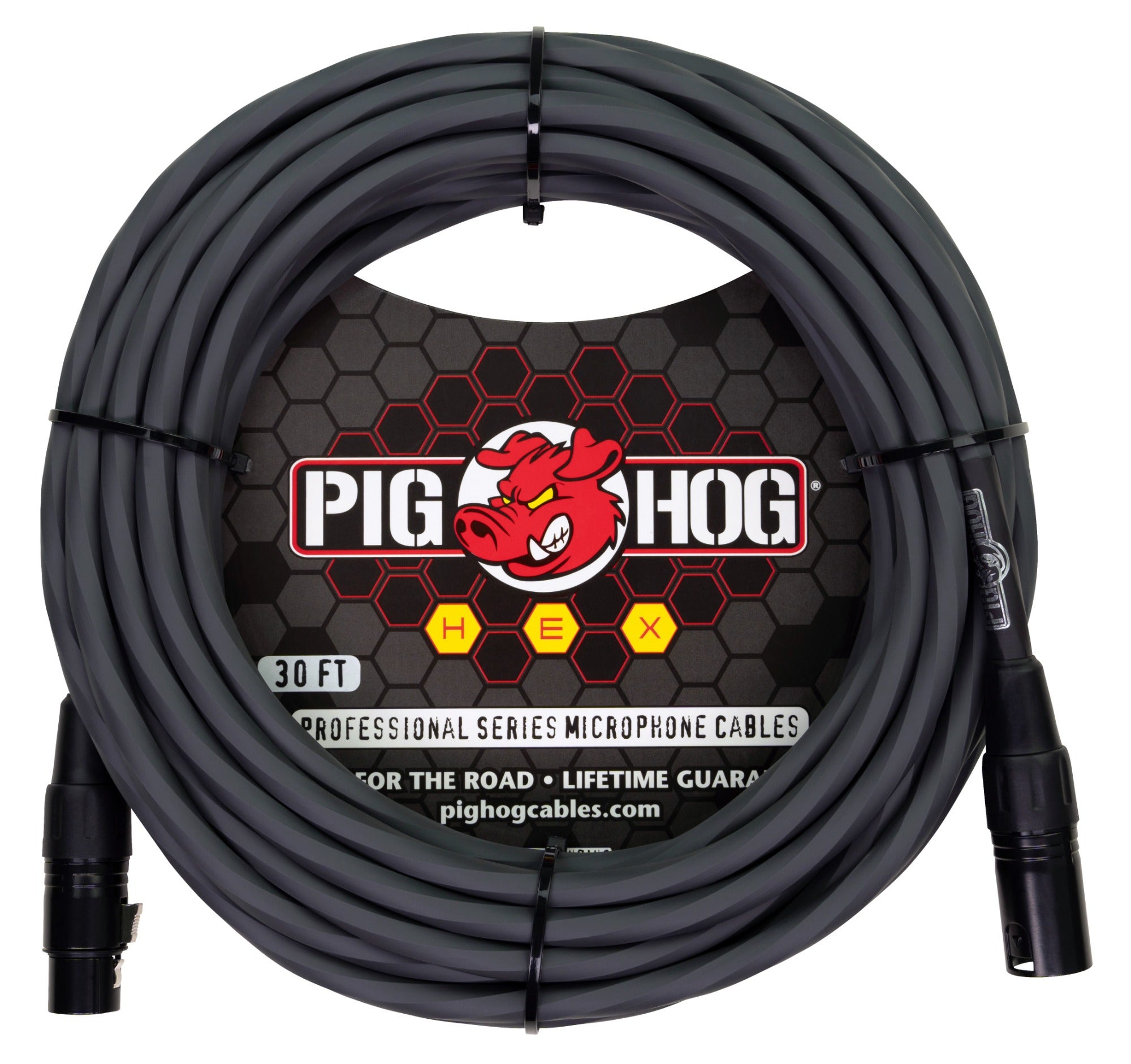 Pig Hog Hex Series Mic Cable Grey 30ft