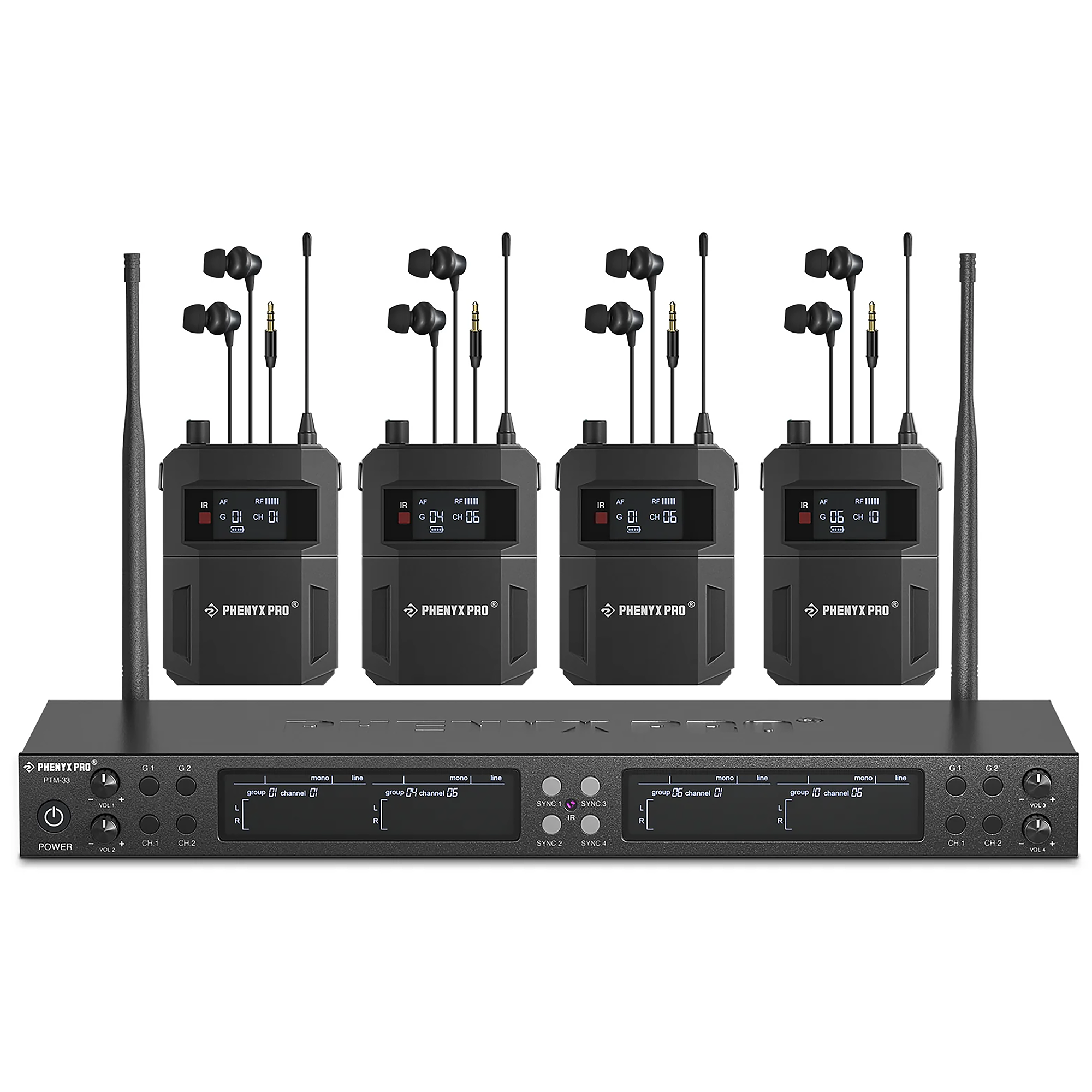 Phenyx Pro PTM-33-4B 500 UHF Mono Wireless IEM In Ear Monitor System