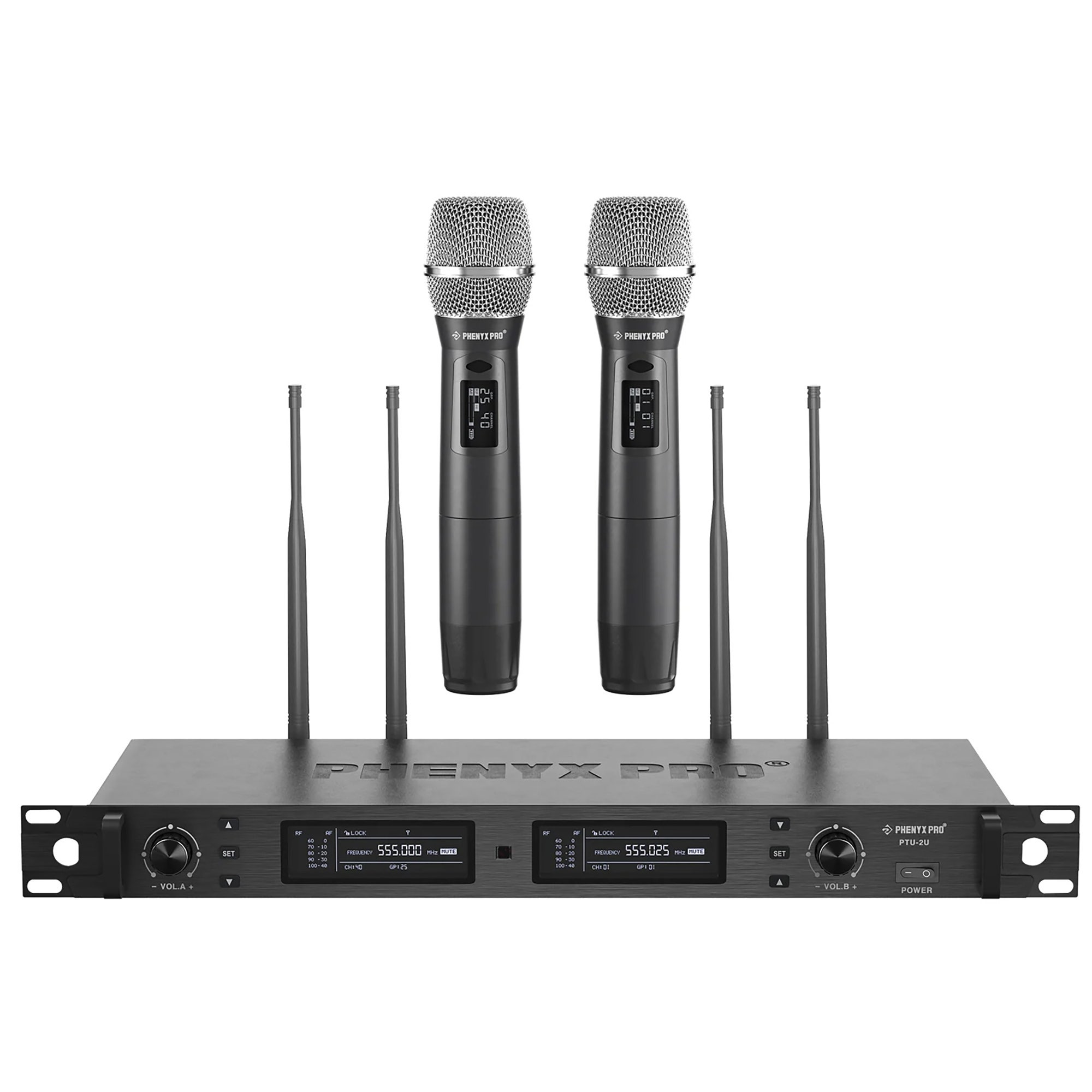 Phenyx Pro PTU2U2H True Diversity Dual Handheld Wireless System