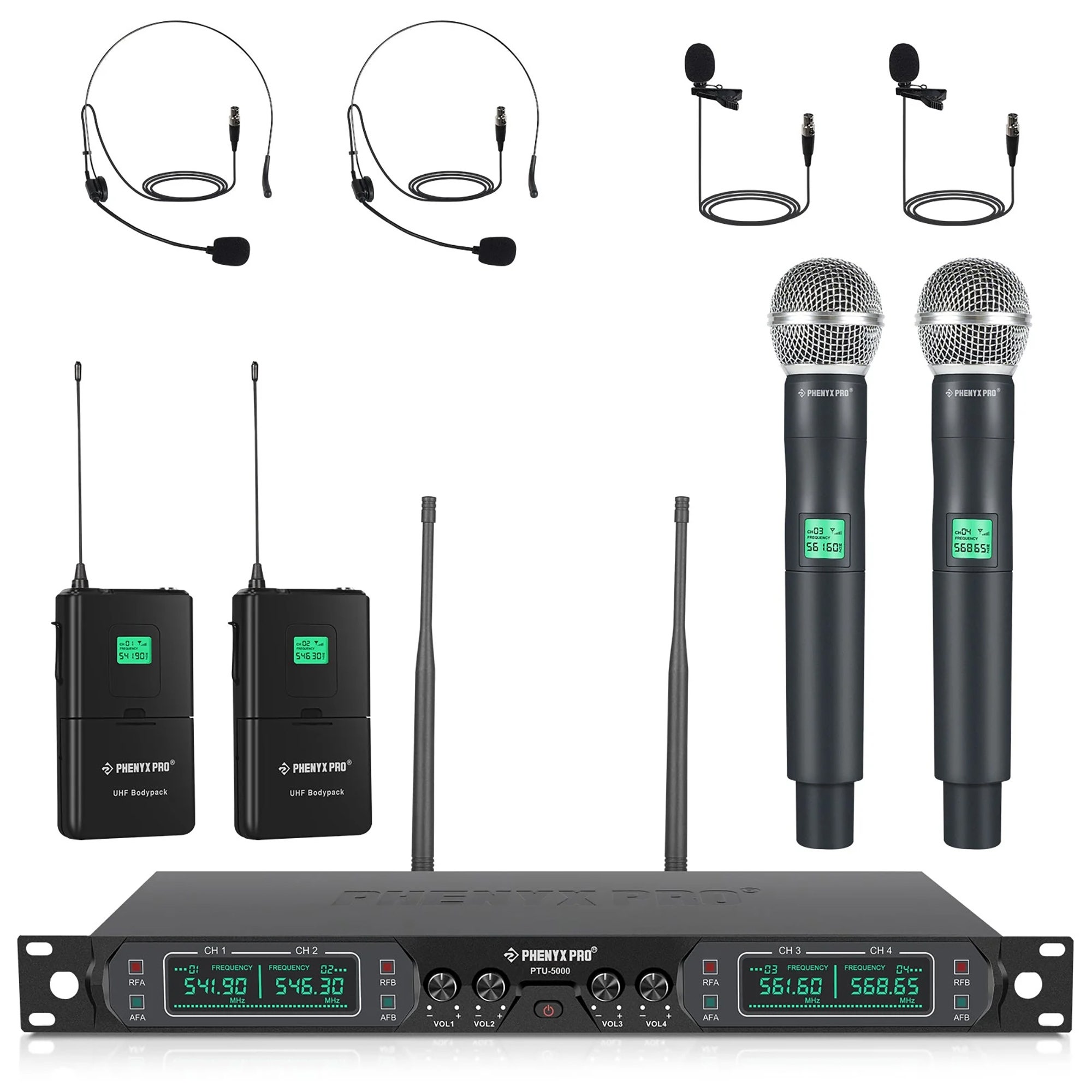 Phenyx Pro PTU50002H2B UHF Fixed Frequency Quad Wireless System
