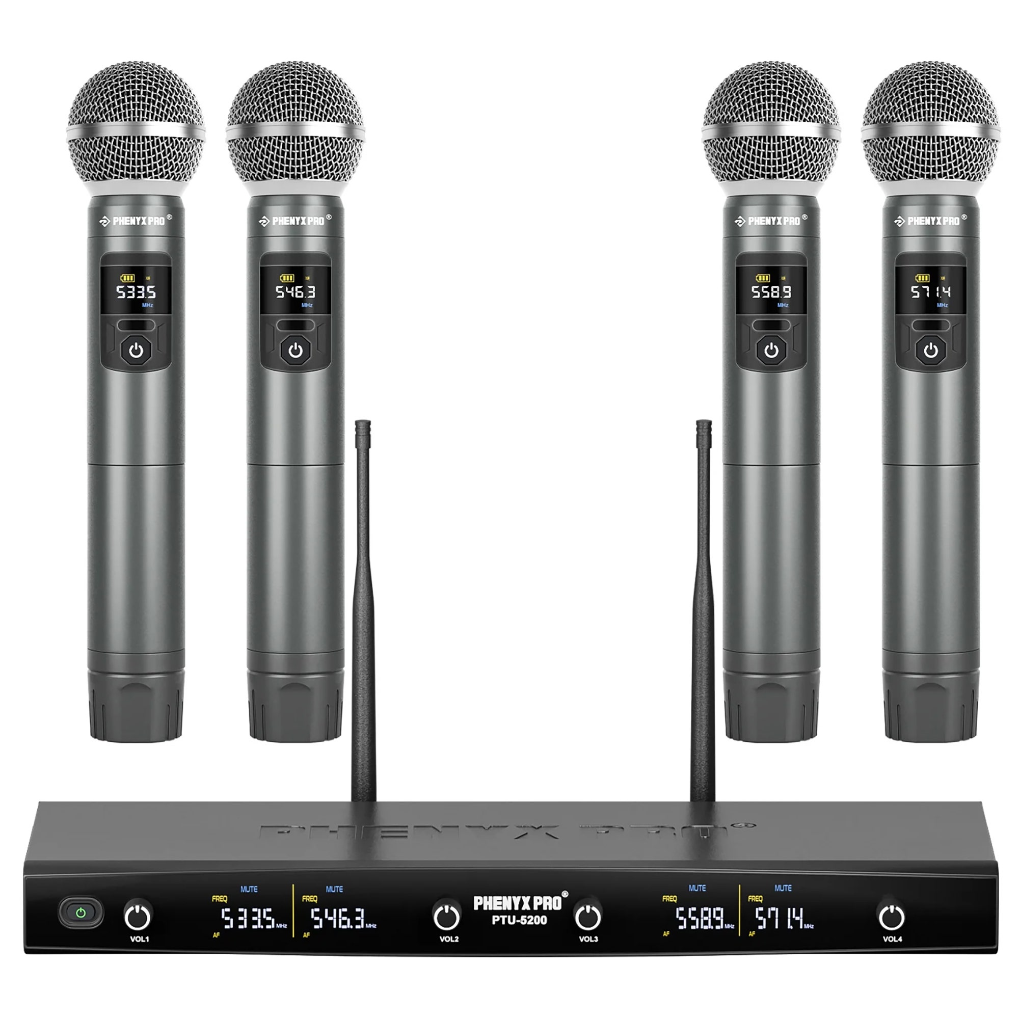 Phenyx Pro PTU52004H UHF Quad Vocal Wireless System