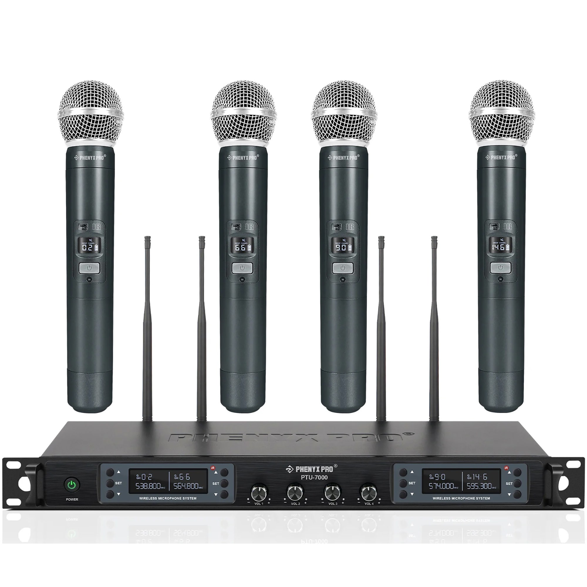 Phenyx Pro PTU70004H Quad UHF Handheld Wireless System