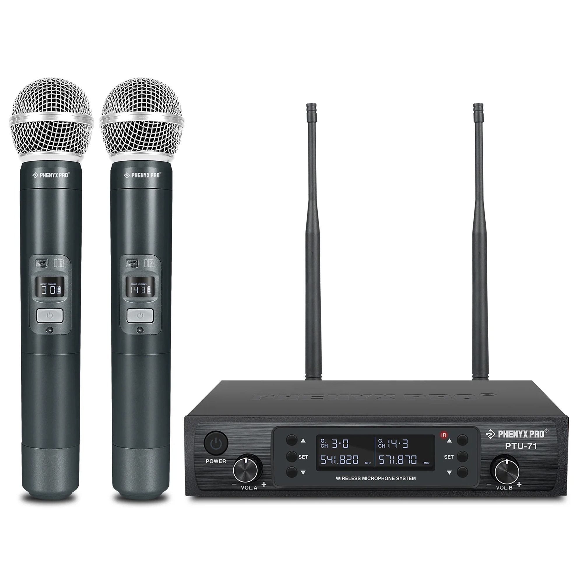 Phenyx Pro PTU712H Dual UHF Handheld Wireless System