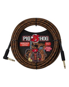 Pig Hog Burnished Copper Instrument Cable 20 Feet Right Angle