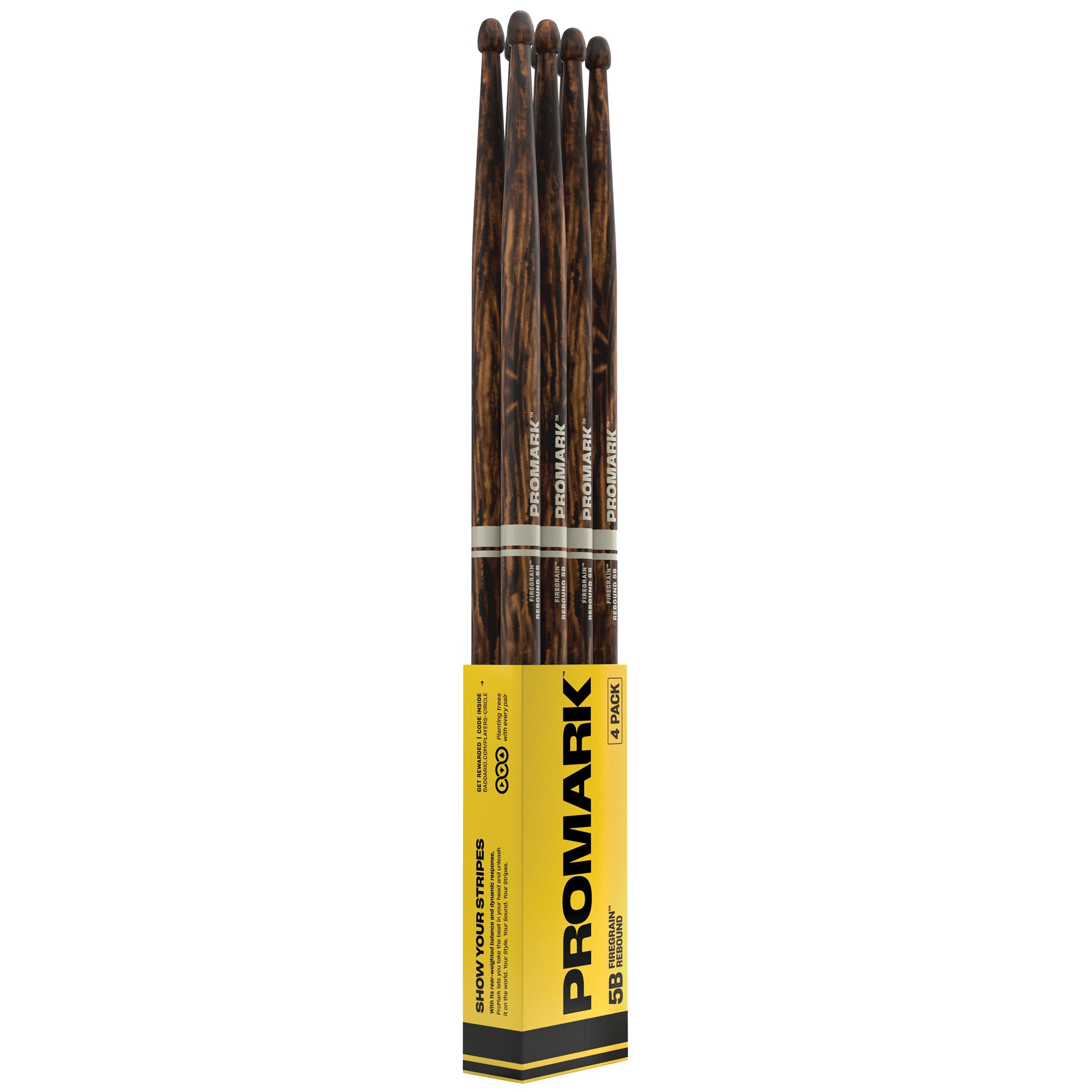 Pro-Mark Rebound 5B FireGrain Acorn Wood Drum Sticks 4 Pair