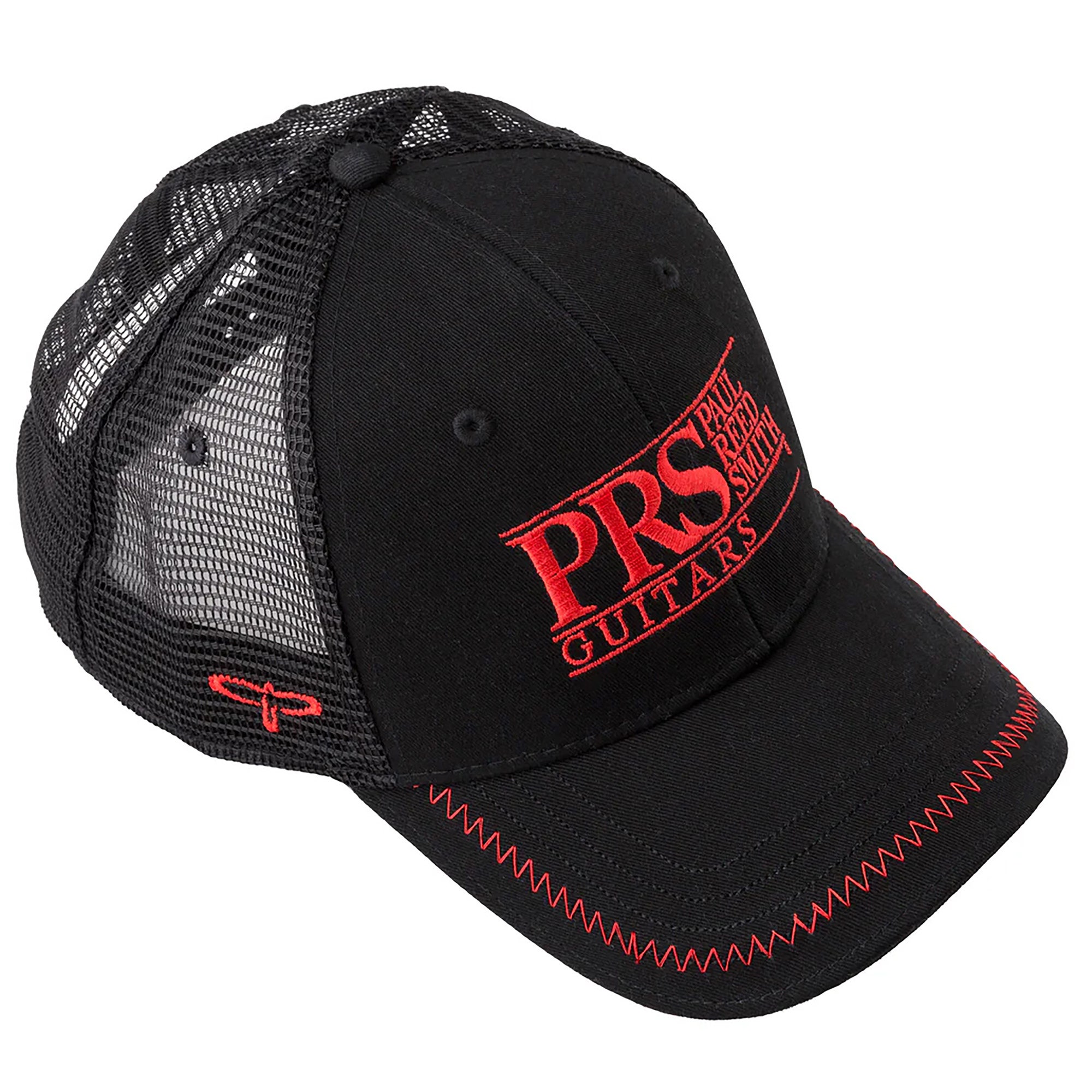 PRS Block Logo Trucker Hat Red on Black