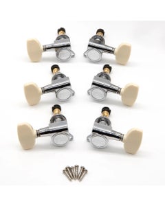 PRS Designed Locking Tuners Chrome with Ivory Wing Buttons (6)