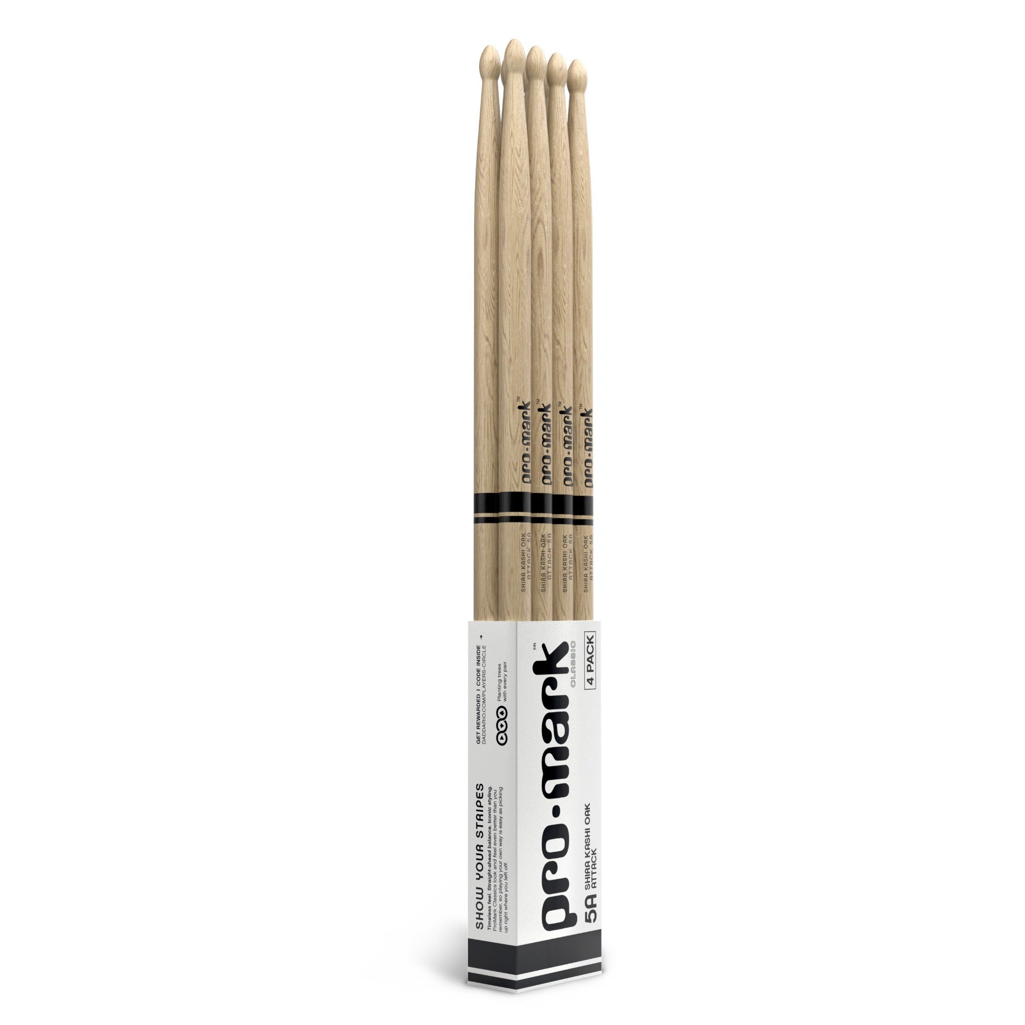 Pro-Mark 5A Wood Shira Kashi Oak Oval 4 Pack