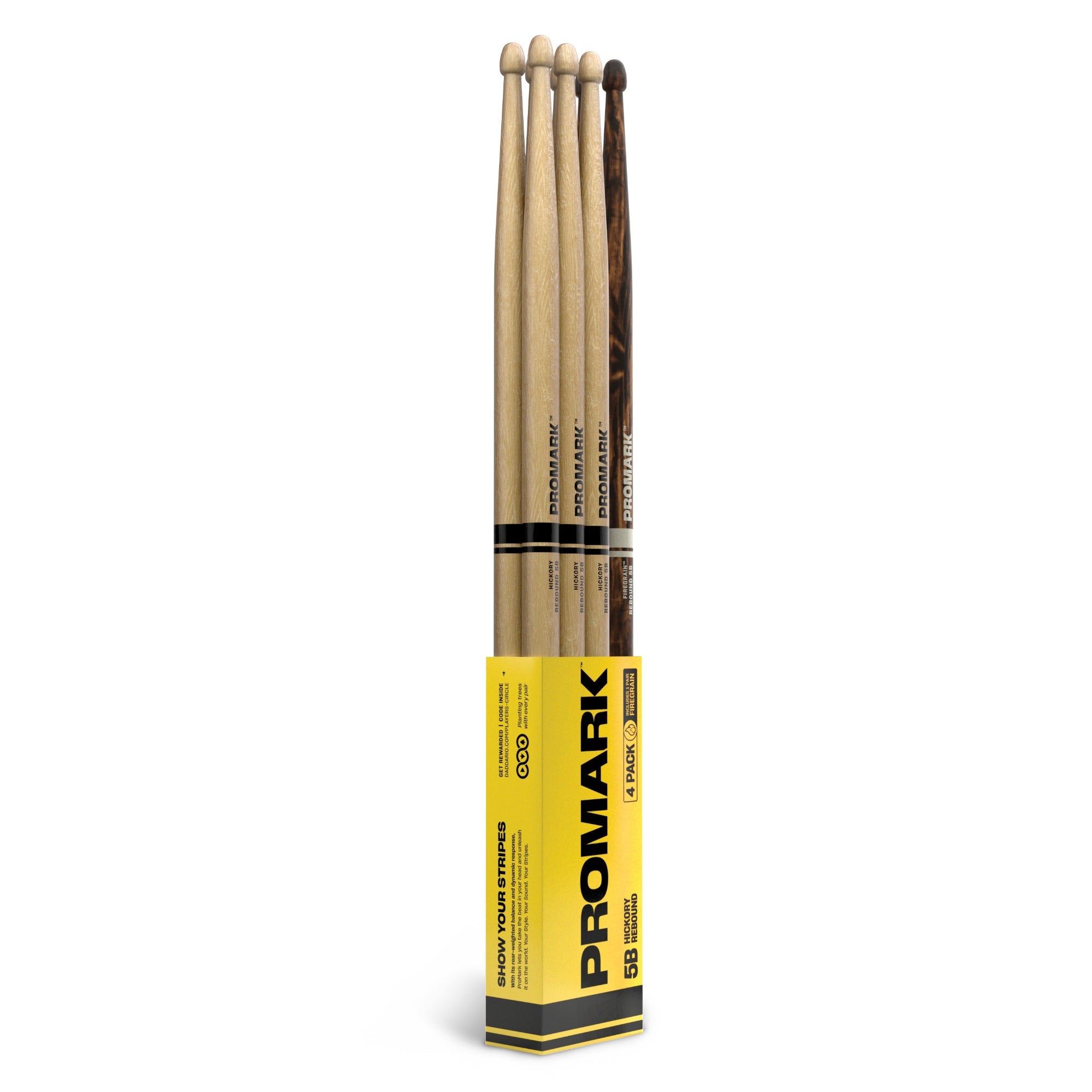 Pro-Mark 5B Wood Rebound Hickory FireGrain 4 Pack