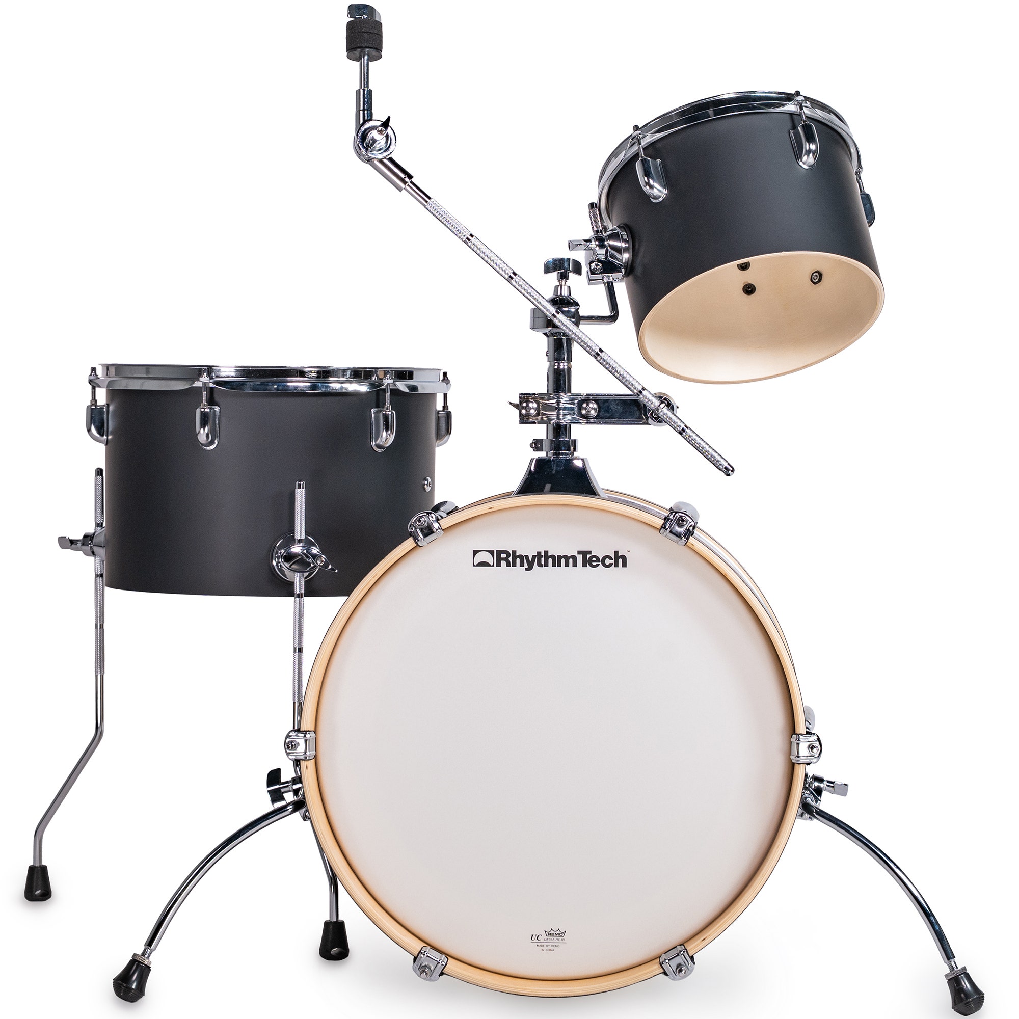 Rhythm Tech Session Go 3-Piece Drum Set Black with Bags