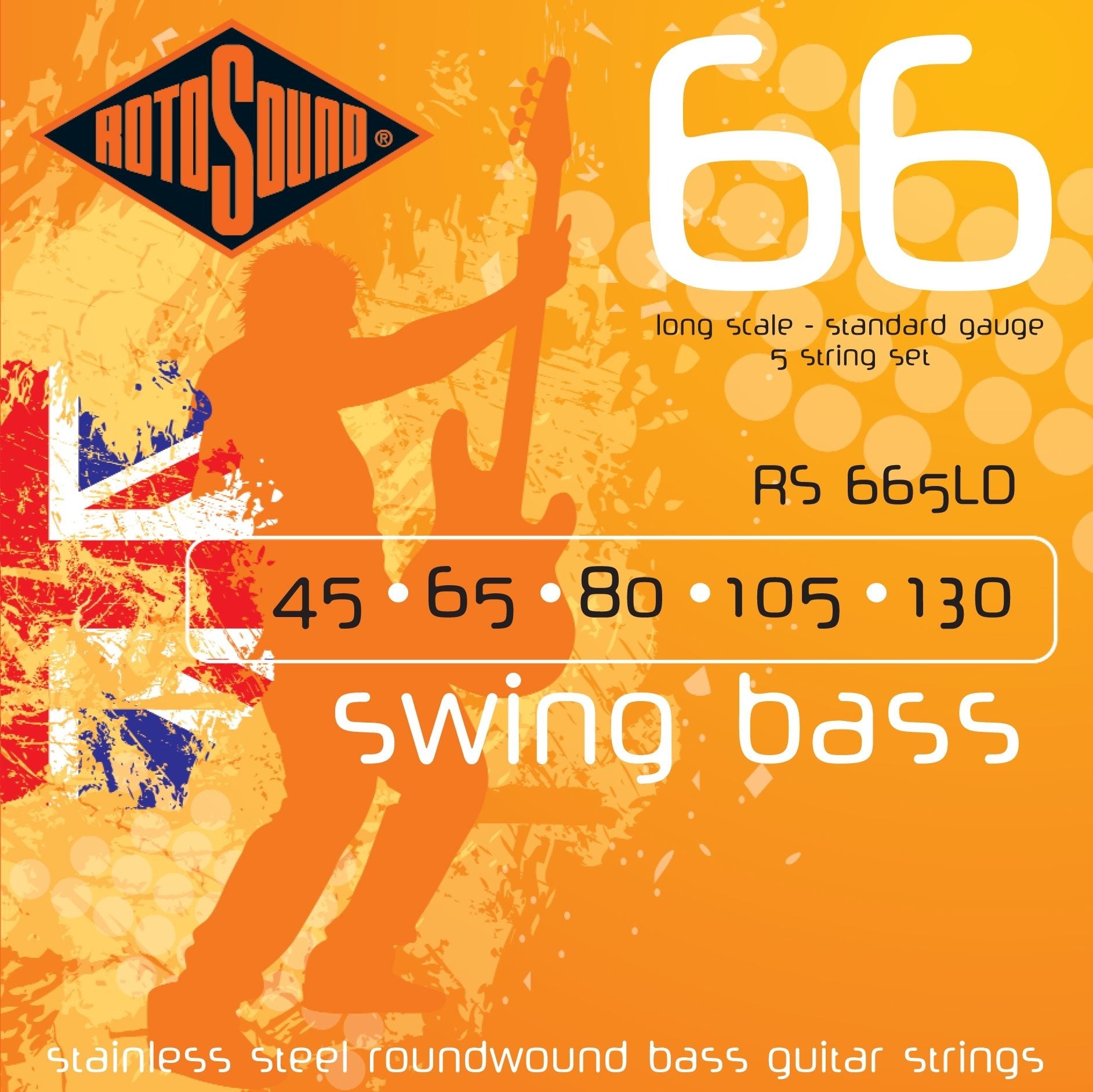 Rotosound Swing 66 5-String Electric Bass Guitar Strings Long Scale 45-130