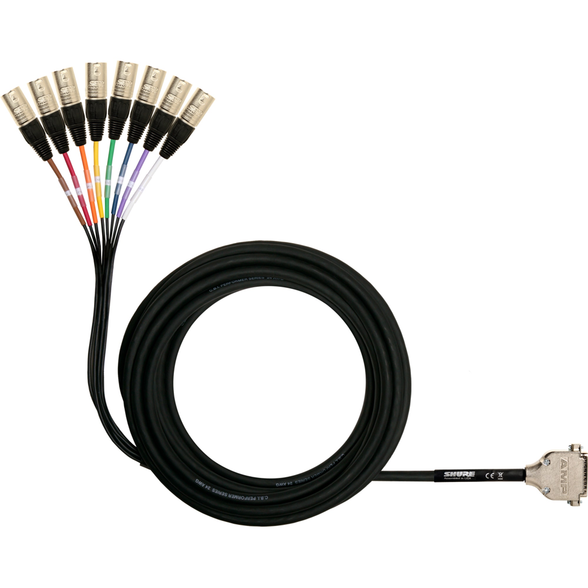 Shure DB25XLRM 8-Channel DB25 to XLR Male Audio Snake 25 Feet