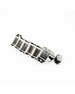 Allparts Top Tier Vintage 6-in-line Tuning Keys with Press-Fit Bushings and Metal Oval Buttons - (set of 6) - Nickel