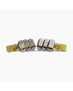 Allparts Top Tier Vintage 3x3 Tuning Keys with Press-Fit Bushings and Aged Cream Plastic Keystone Buttons - (set of 6) - Nickel