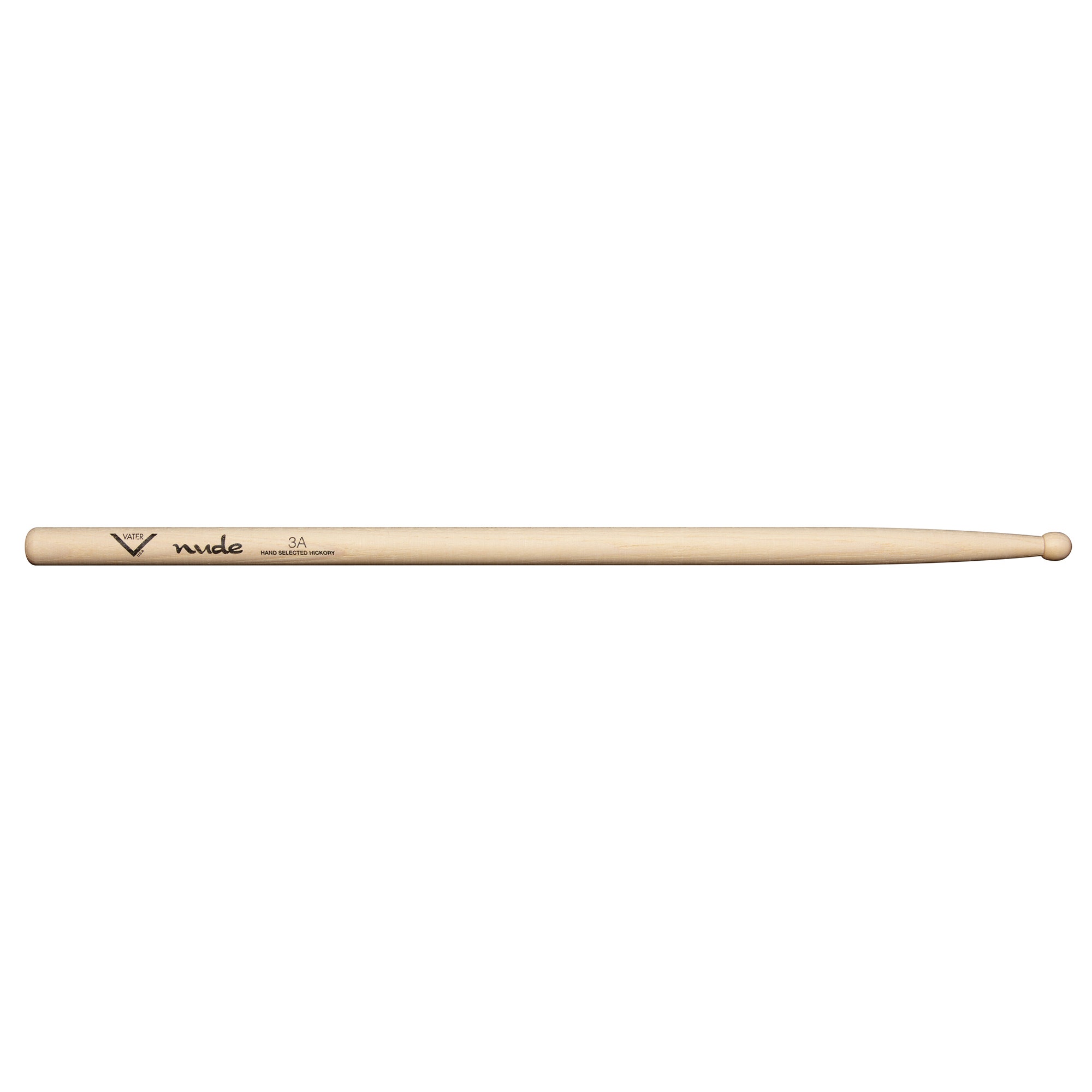 Vater Nude 3A Hickory Wood Tip Drumsticks Pair
