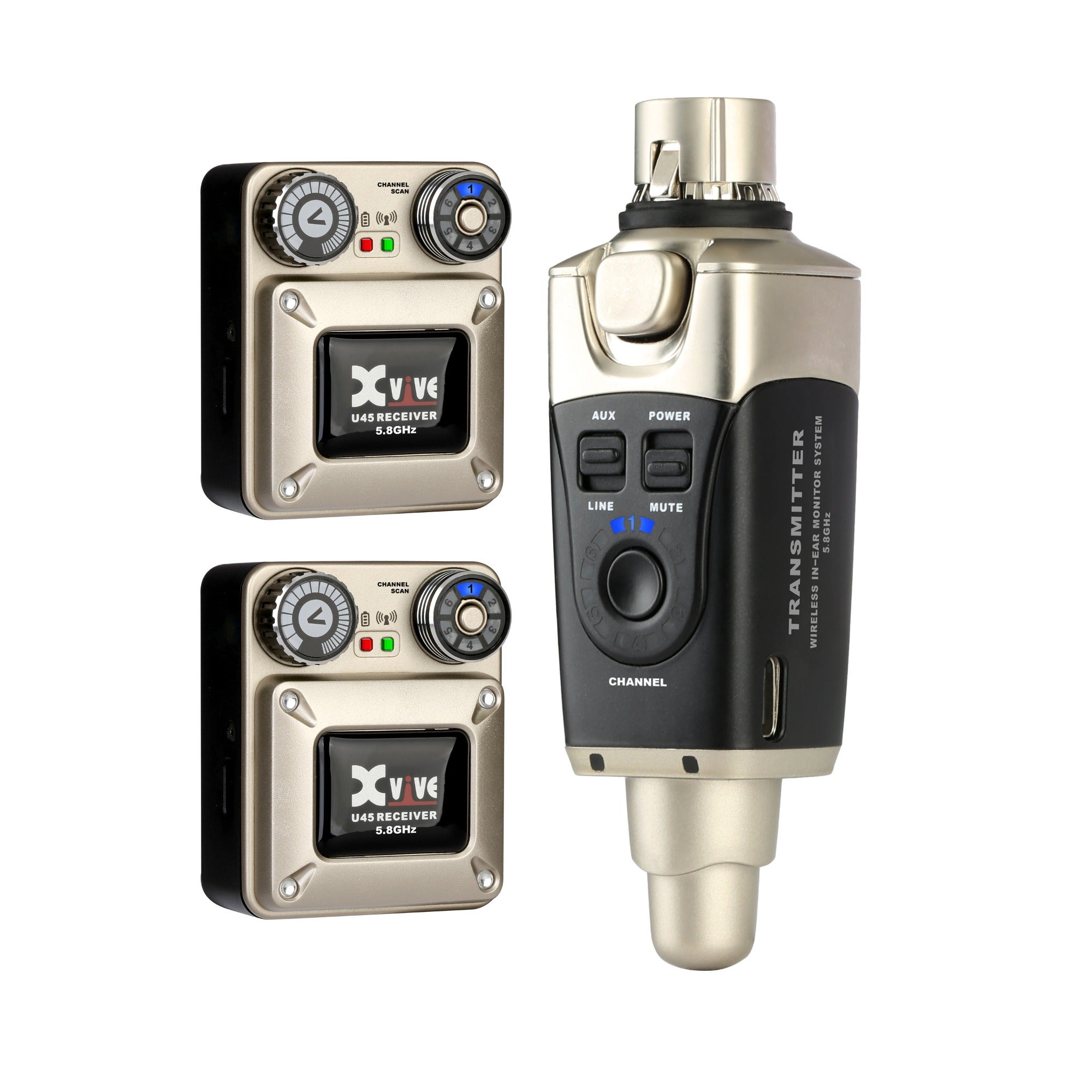 Xvive U45R2 5.8GHz Digital Dual Receiver IEM In Ear Monitor System