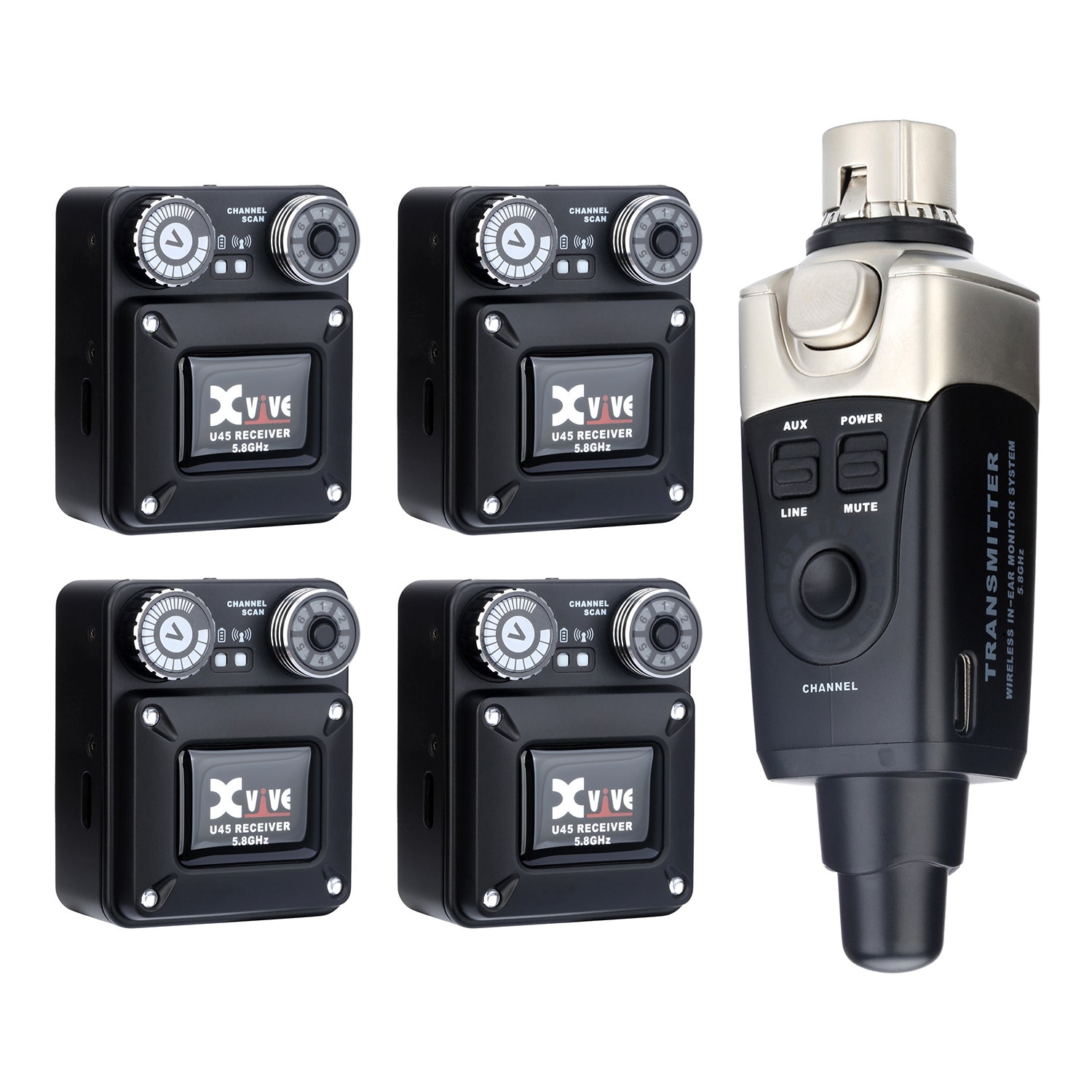 Xvive U45R4 Black Quad Digital Wireless IEM In Ear Monitor System
