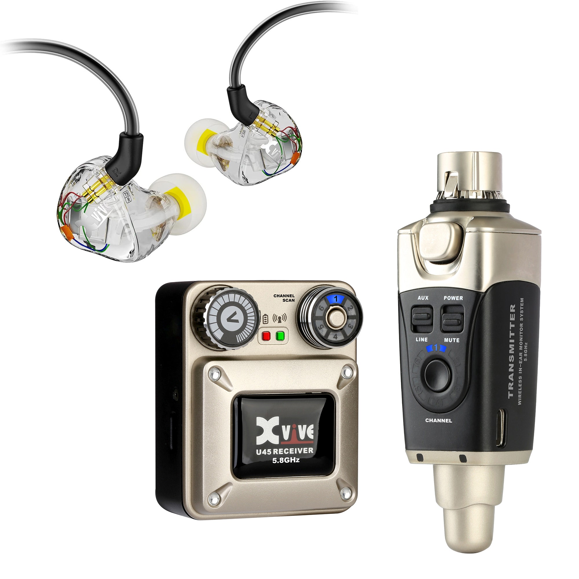 Xvive U45T9 5GHz Wireless IEM In Ear Monitor System With T9 Earphones