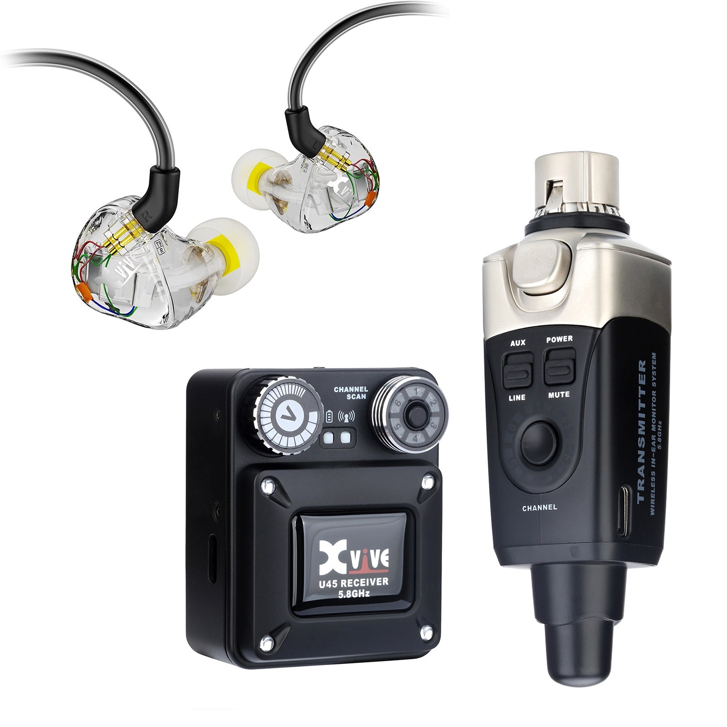 Xvive U45T9 Black Wireless IEM System With T9 Earbuds
