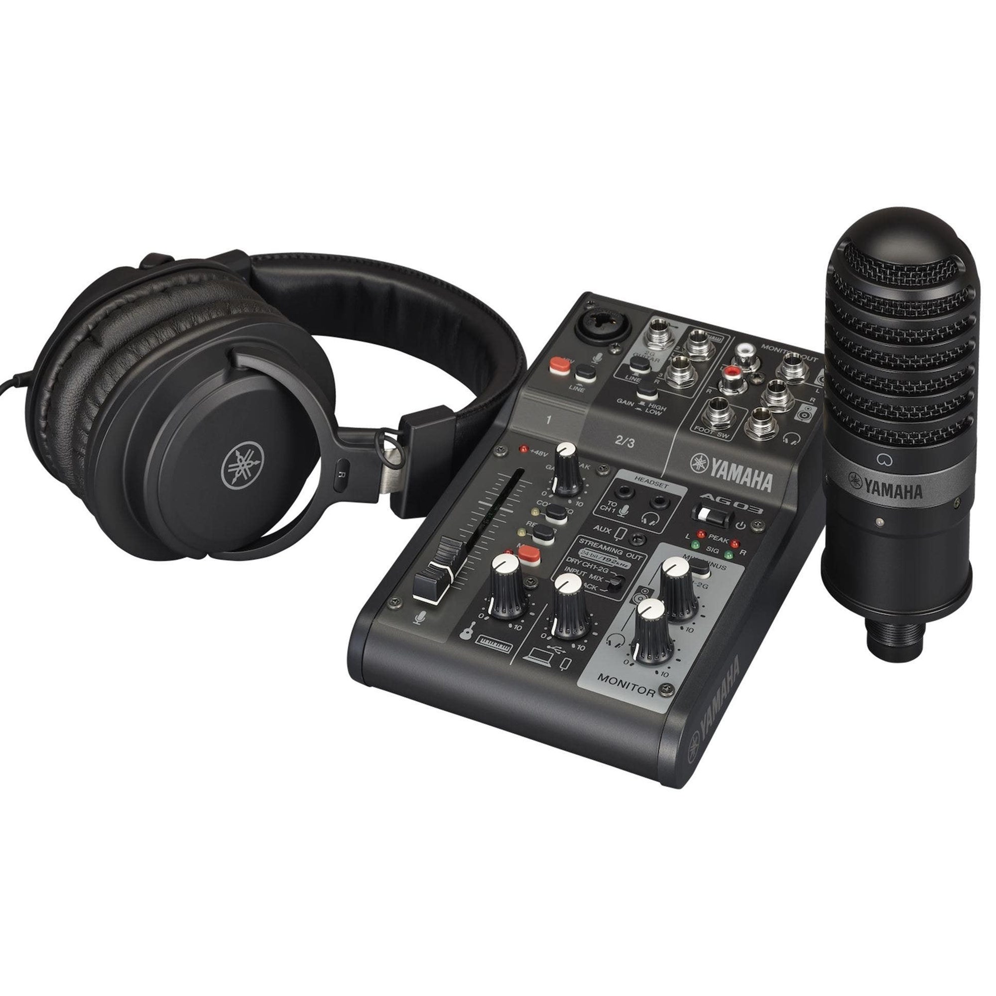 Yamaha AG03MK2 Live Stream Pack Mixer with Headphones and Mic in Black