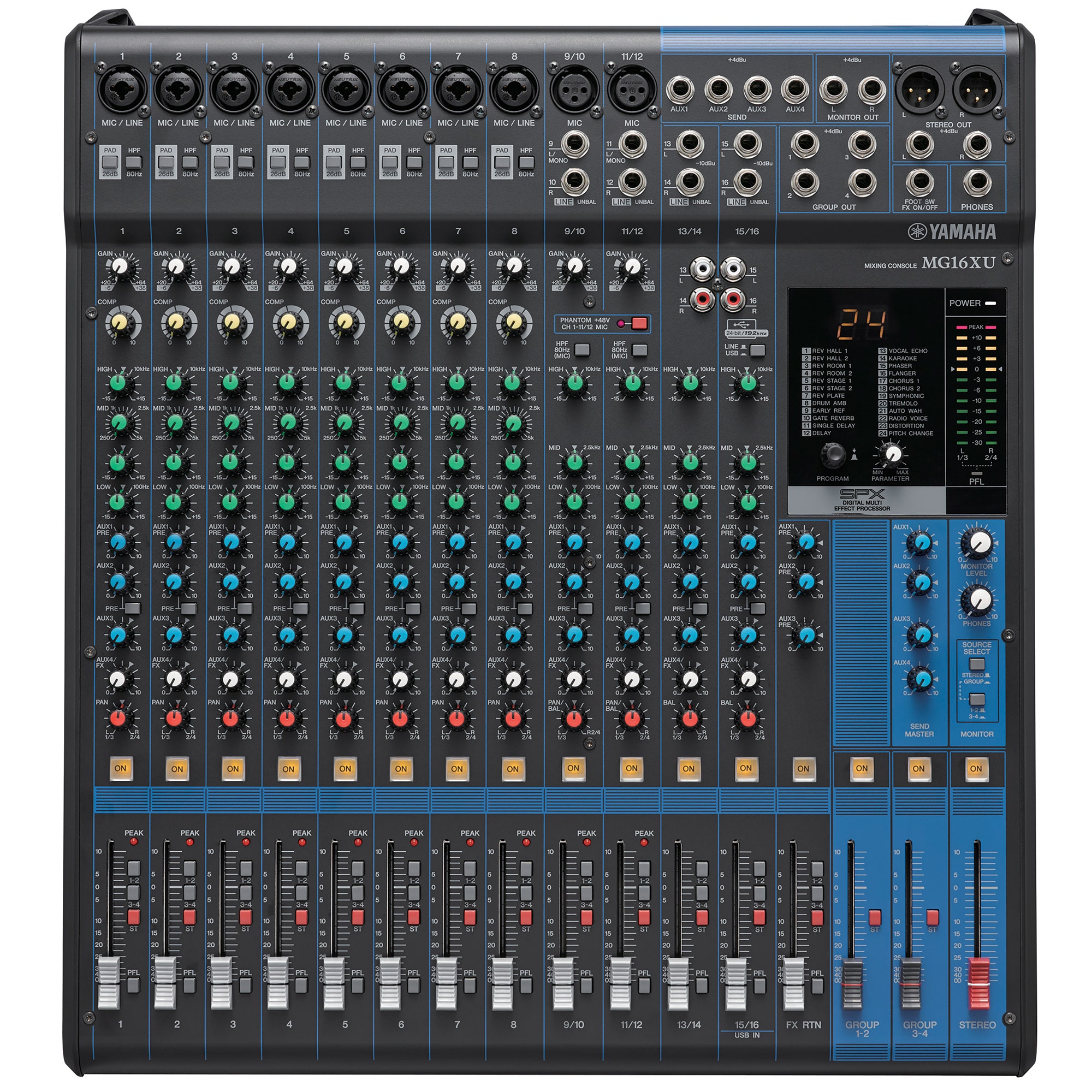 Yamaha MG16XU 16 Channel Stereo USB Mixer with Effects | American