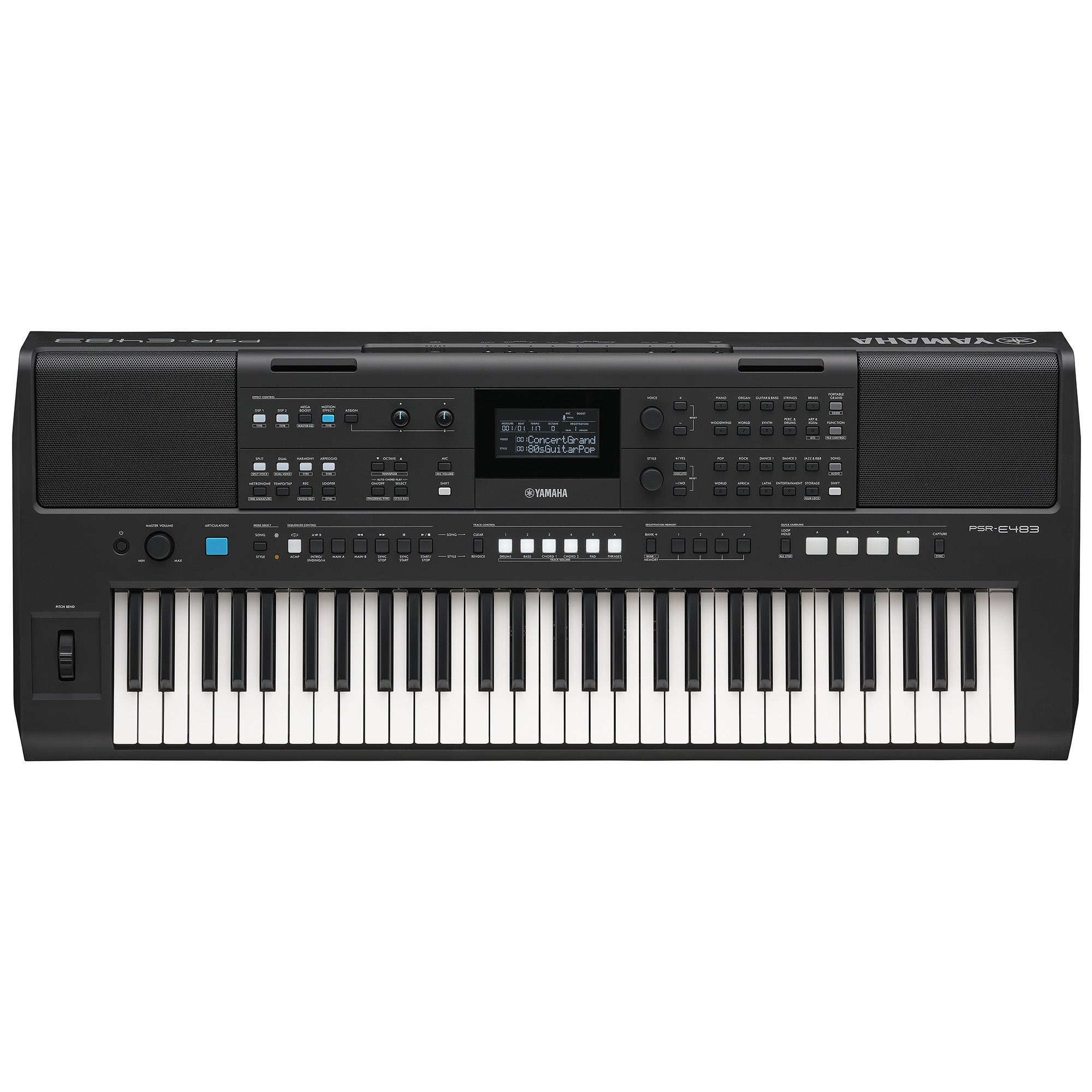 Yamaha PSRE483 61-Key Portable Keyboard with Power Adapter