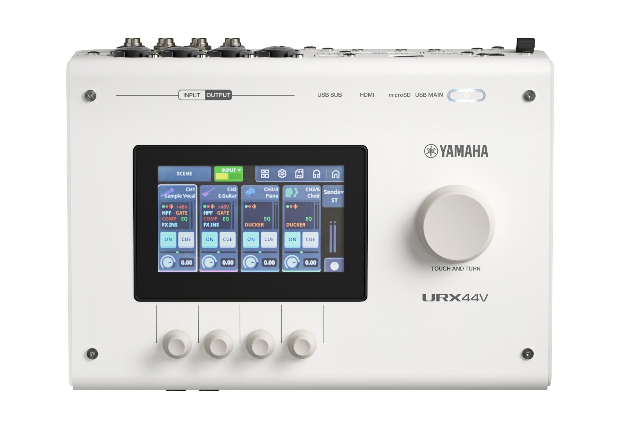 Yamaha URX44V USB Audio Interface with Touchscreen White