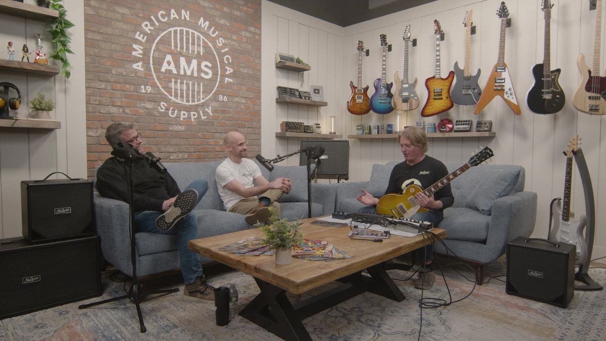 Thomas Blug in American Musical Supply studios for interview