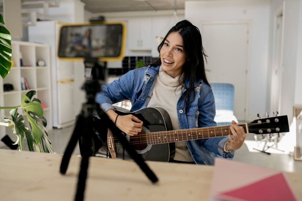 Musician playing live for the first time online