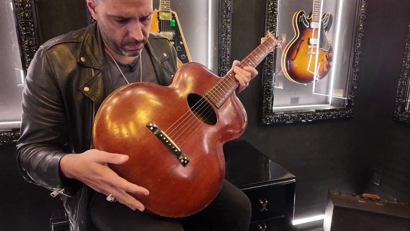 Orville Gibson's first guitar in the Gibson Vault American Musical Supply