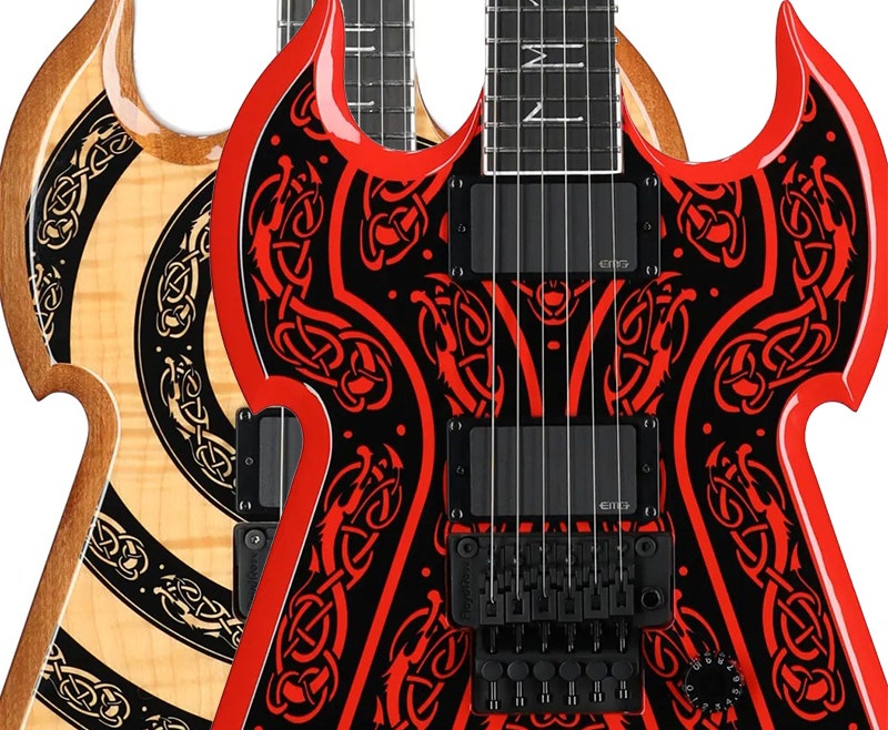 Wylde Audio Warhammer FR Guitar Norse Hammer Bullseye Rawtop