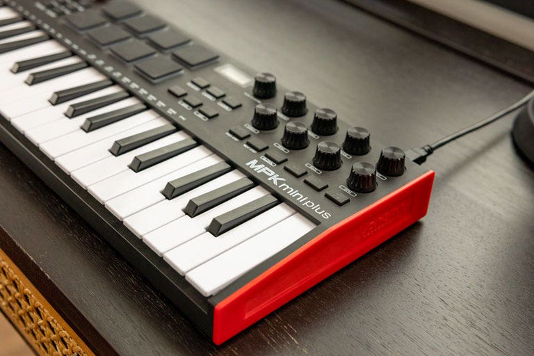Closeup of an Akai MPK mini plus