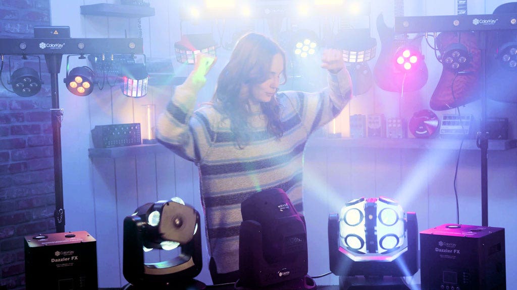 Photo of a number of different lighting effects on display in the AMS studio