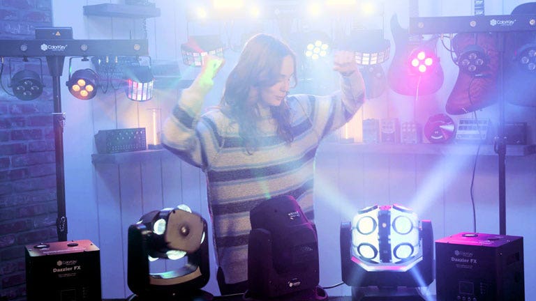 Photo of a number of different lighting effects on display in the AMS studio