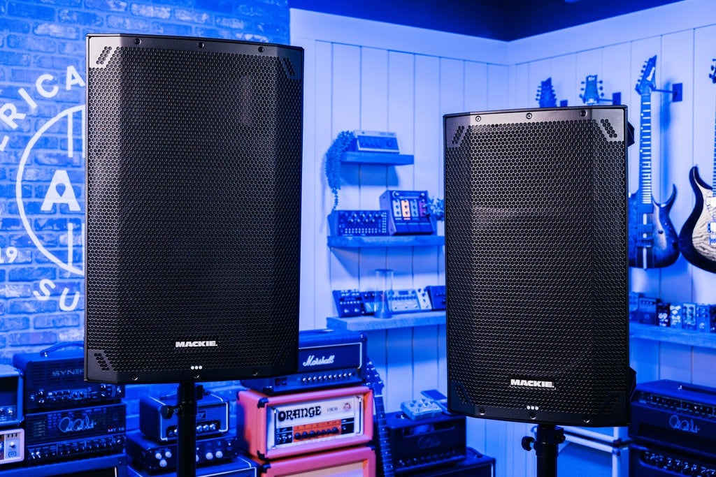 Two Mackie PA Speakers