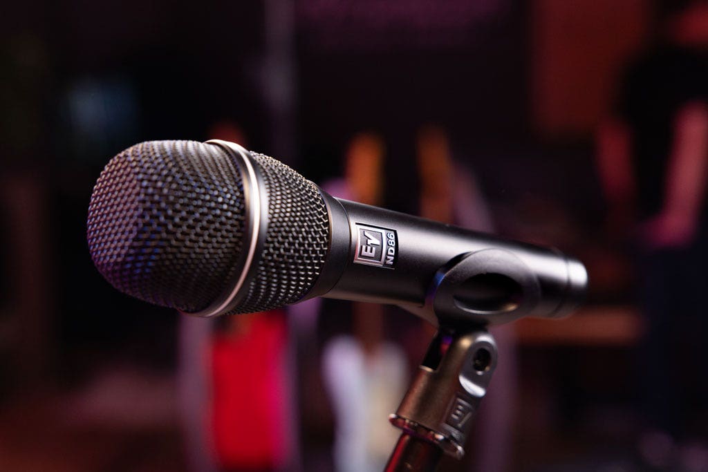 Closeup of an Electro-Voice ND86 Supercardioid Dynamic Vocal Microphone