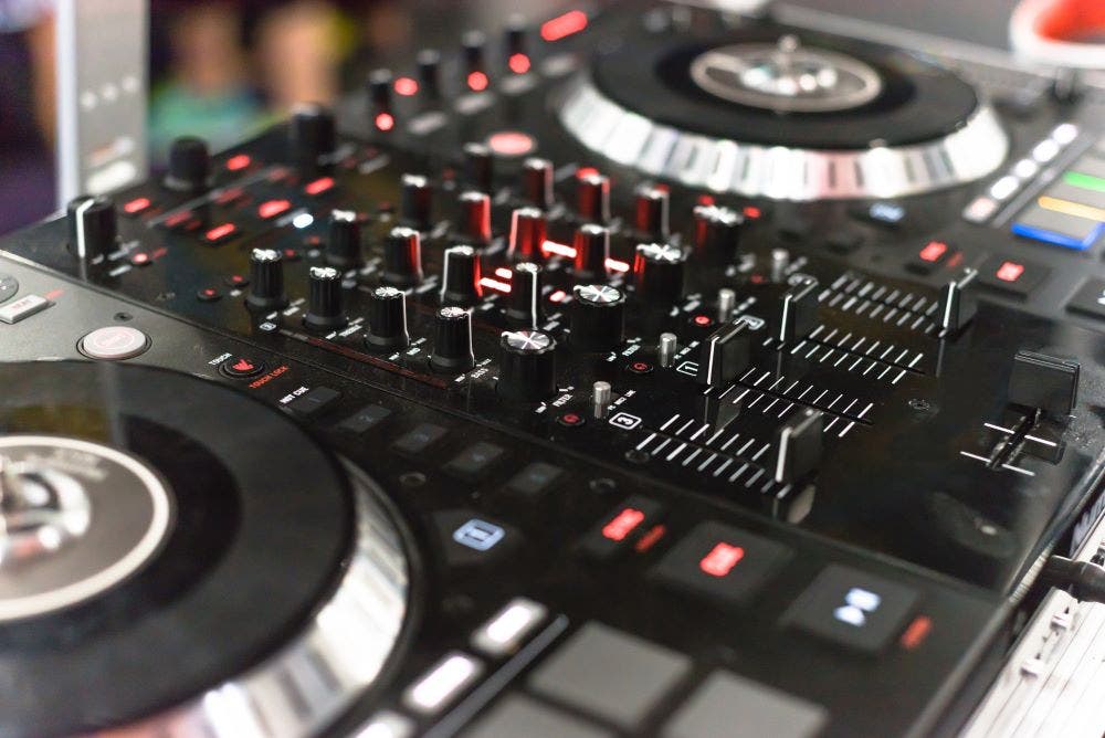 Closeup of a DJ controller