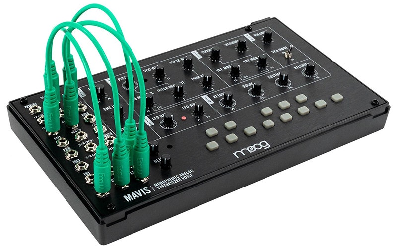 Moog Mavis semi-modular desktop synth with patch cables