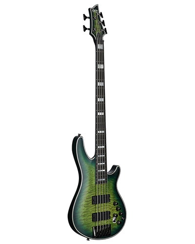 Schecter five-string bass guitar in green burst finish