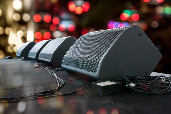 Stage monitors at a live sound venue