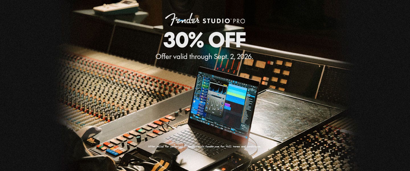 Fender Studio Pro 30% Off - Offer valid through Sept. 2, 2026